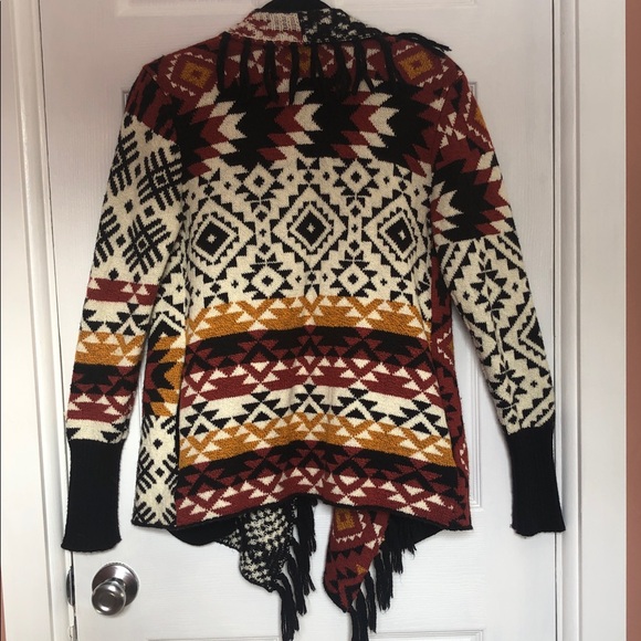 Idyllwind Southwestern Cotton Blend Fringed Cardigan Sweater Size XS - Picture 4 of 11